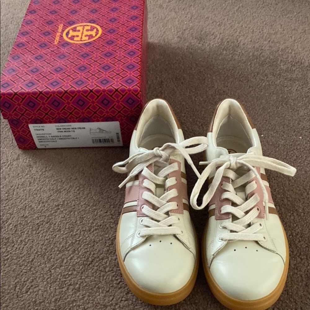 Tory Burch Women's New Cream and Pink Sneakers